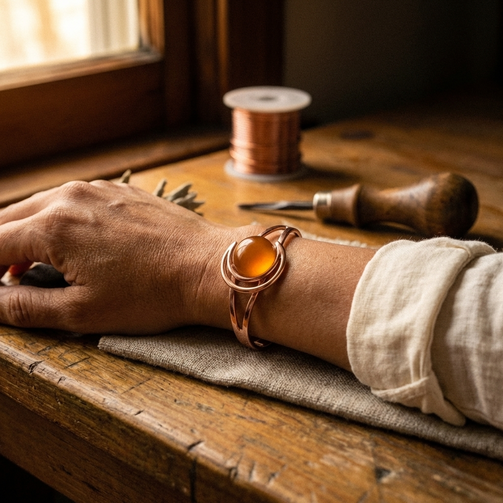 Elsie's Sphere Orange Copper Bracelet