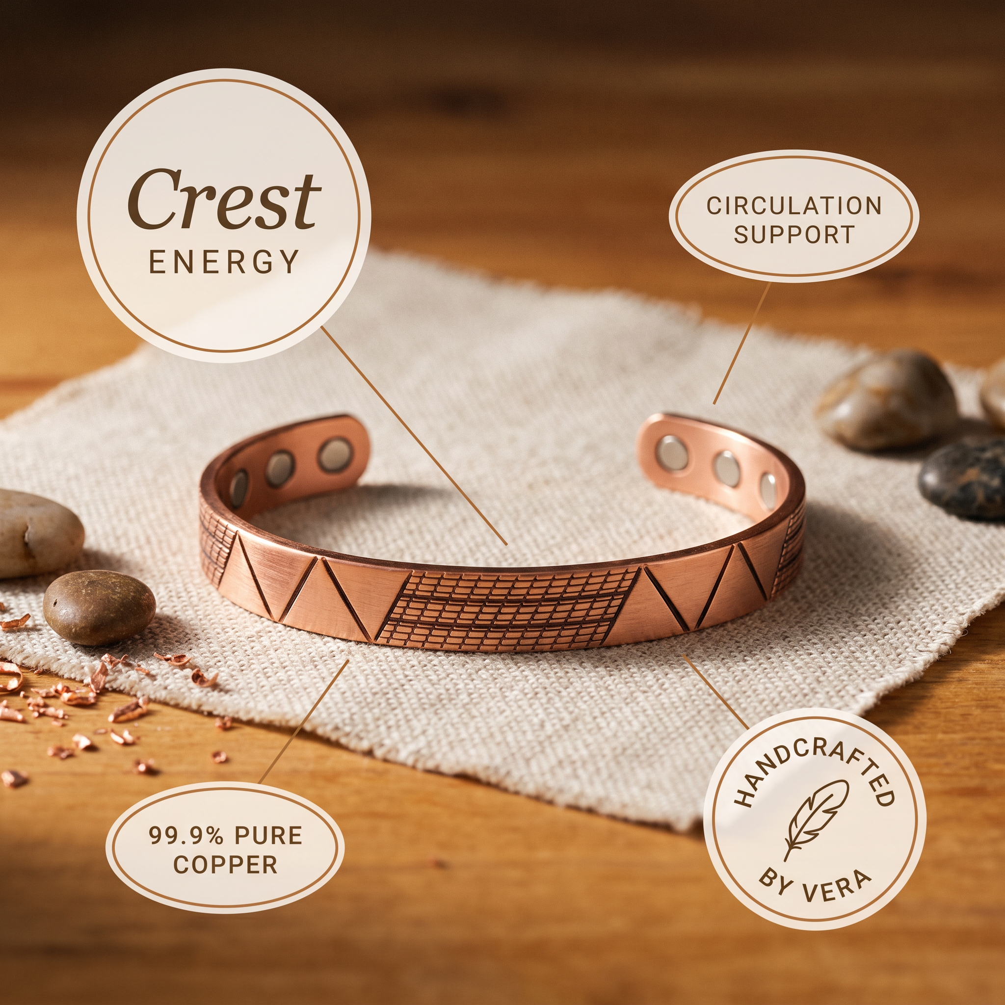 Elsie's Crest Copper Bracelet
